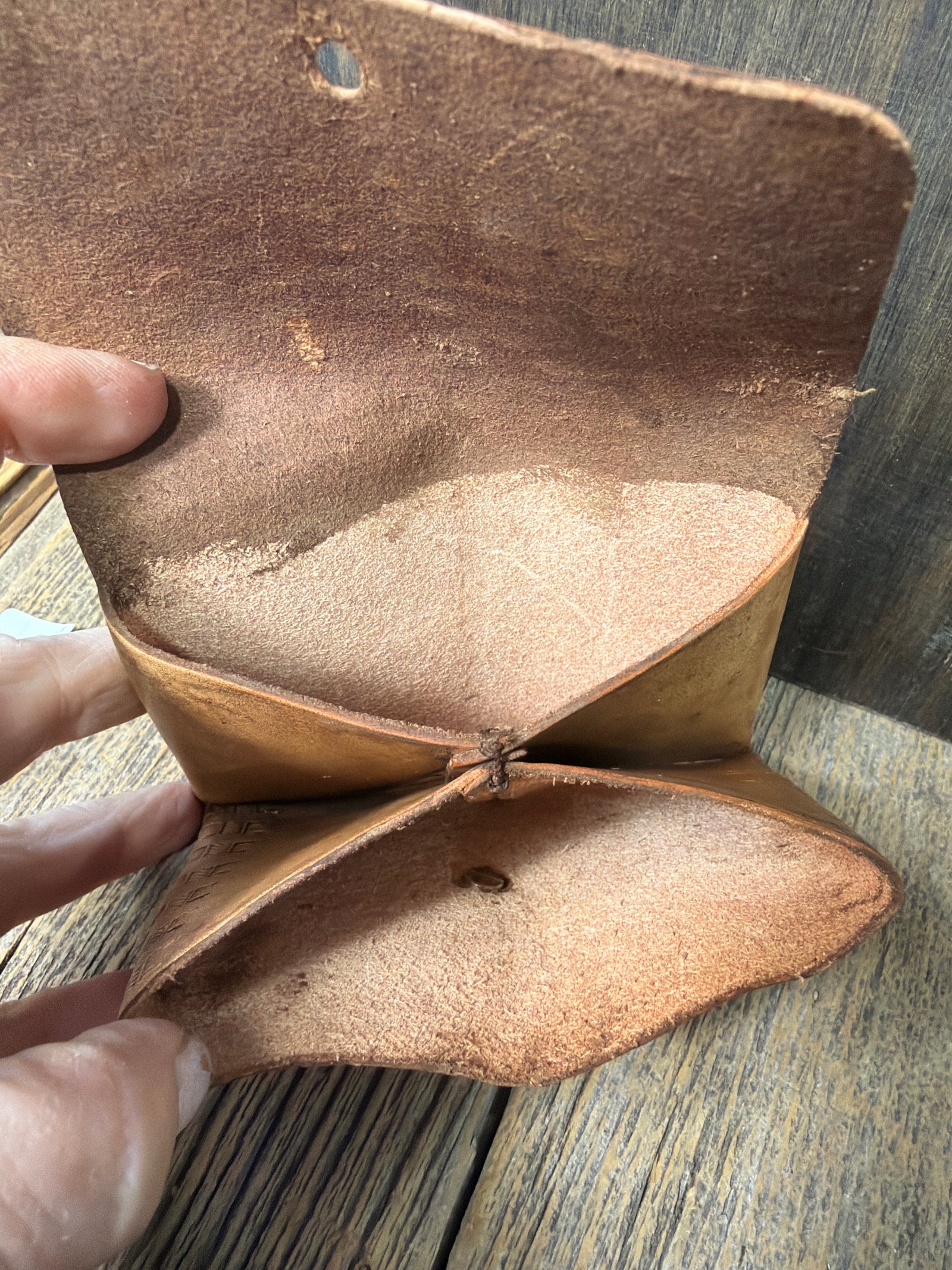 Leather tooled card wallet