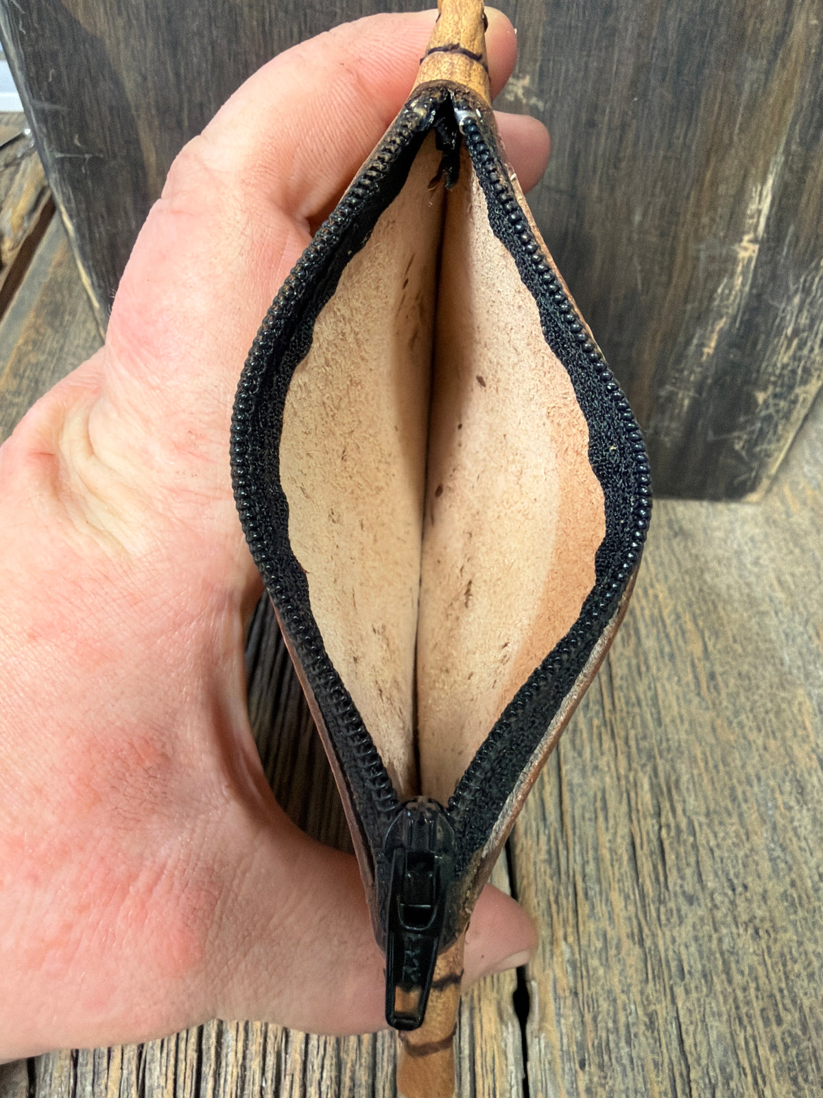 Leather tooled coin purse/wallet