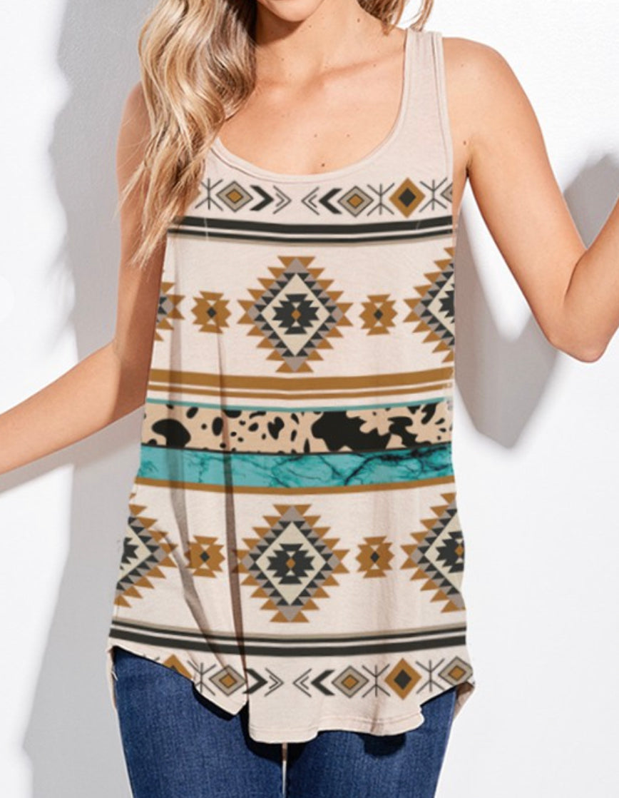 Aztec Cowhide Stripe Tank Top