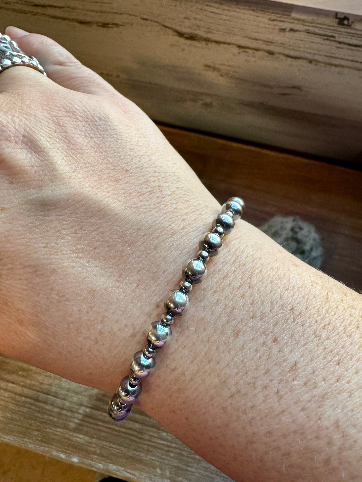 3 mm &amp; 6 mm Sterling Silver Pearls bracelet