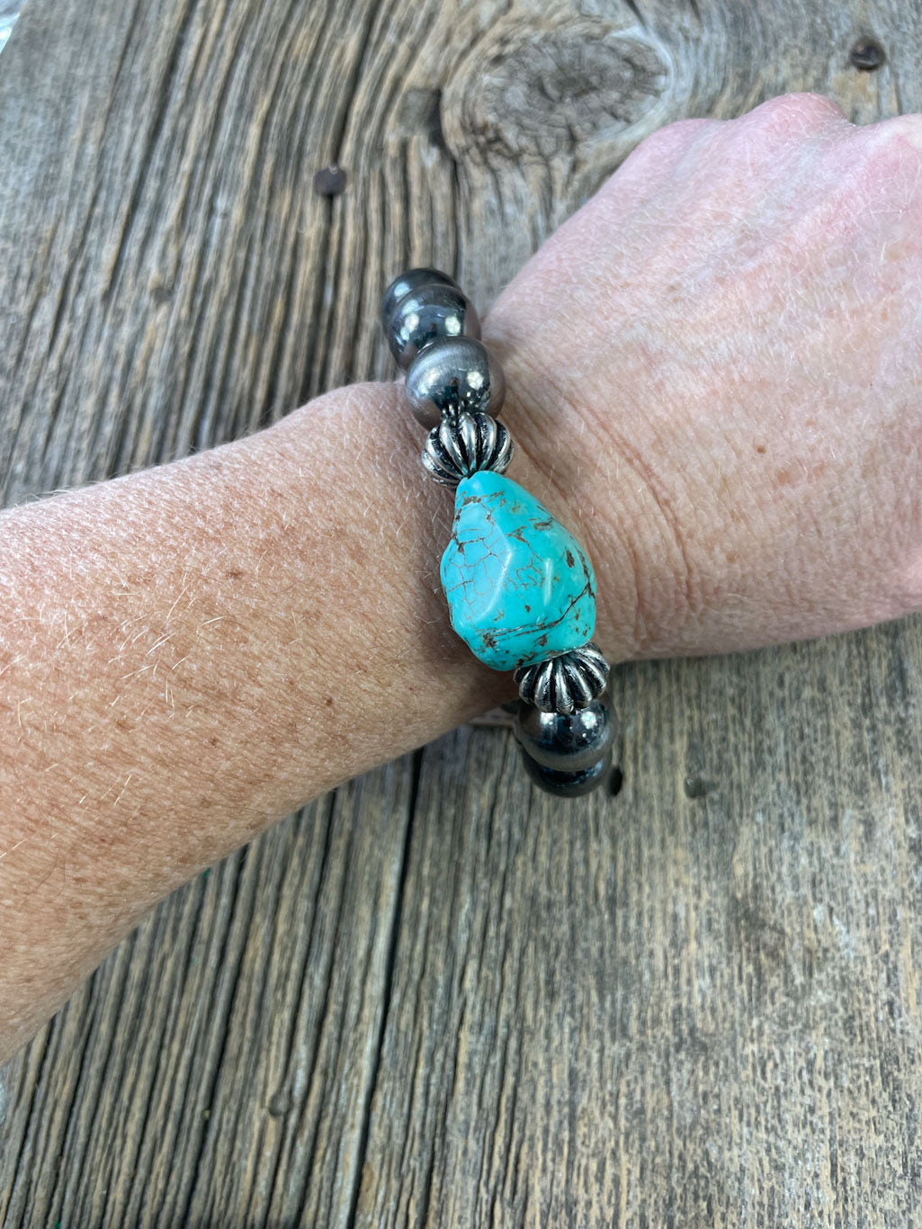 Western Pearl with Turquoise Accent Bracelet