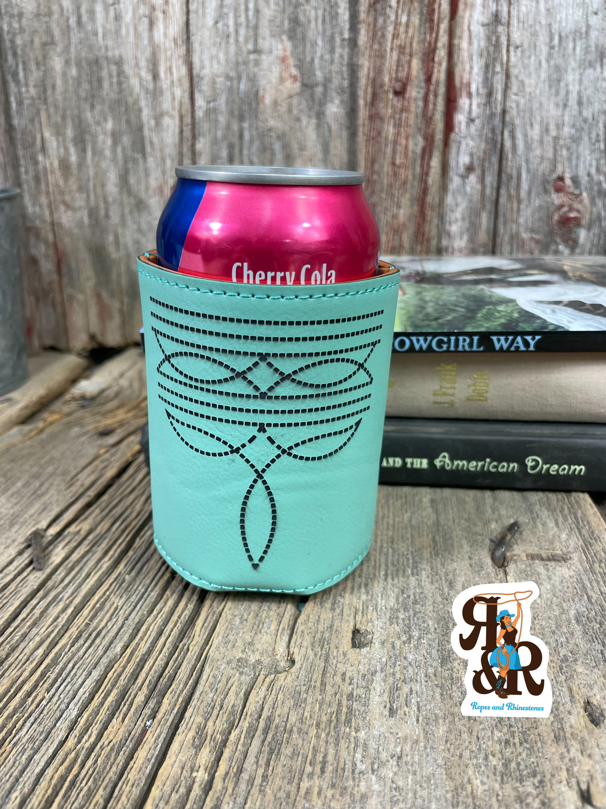 Boot Stitch Leatherette Can Cooler