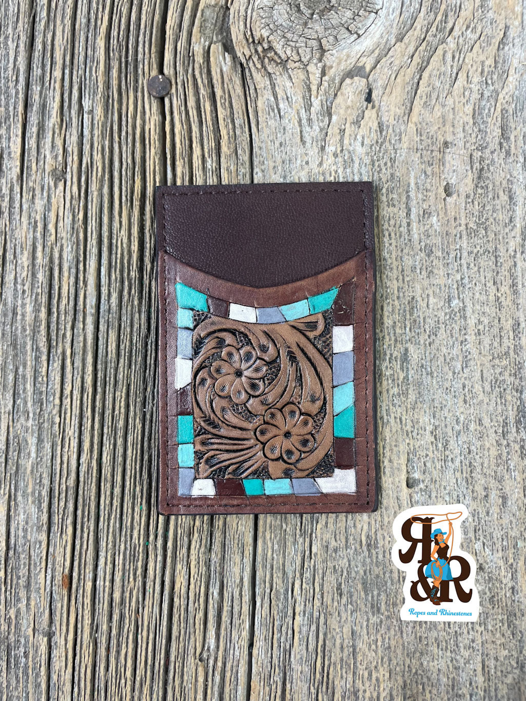 Tooled Leather Card Wallet