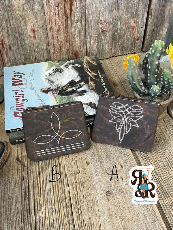 Boot Stitch Leather Coin Purse