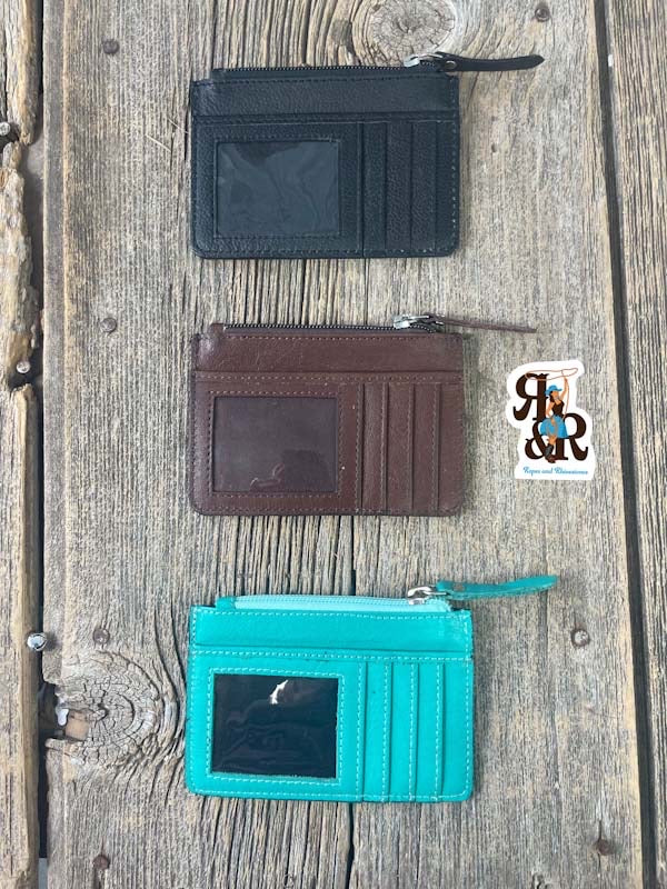 Tooled Leather Card Wallet &amp; Zipper Pouch