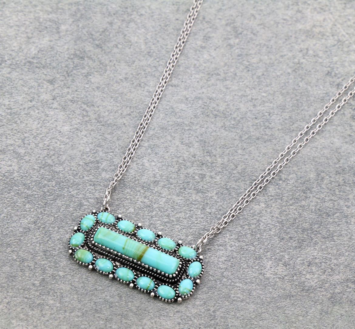 Turquoise Bar Framed Necklace