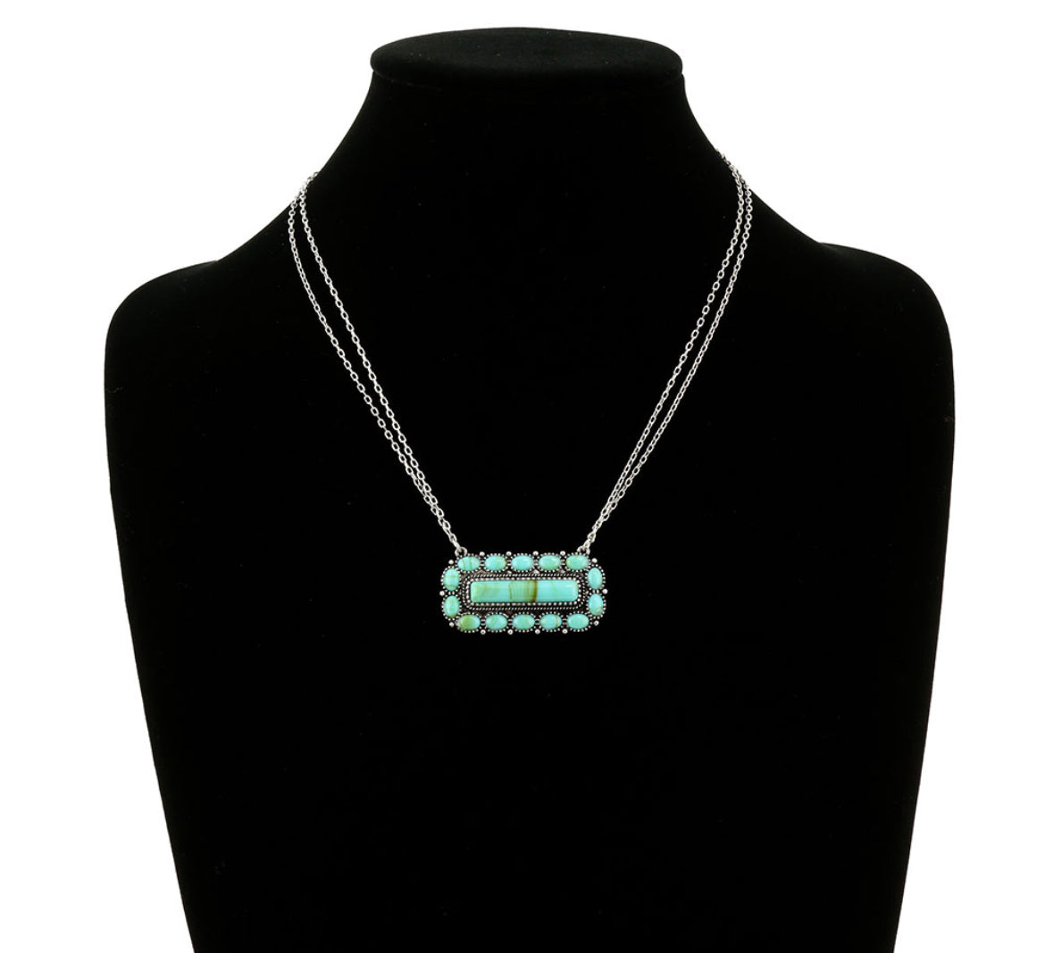 Turquoise Bar Framed Necklace