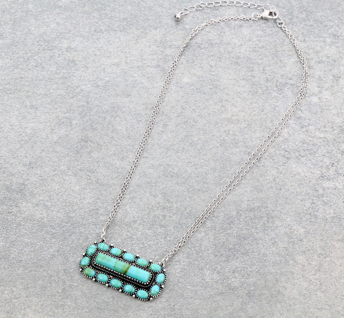Turquoise Bar Framed Necklace
