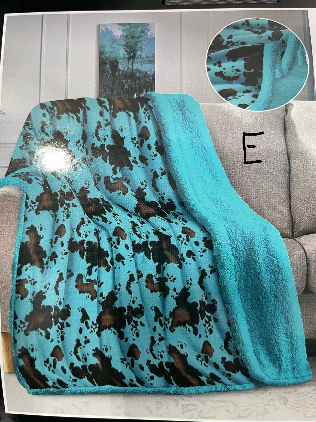 Western Print Plush &amp; Sherpa Queen Throw Blanket