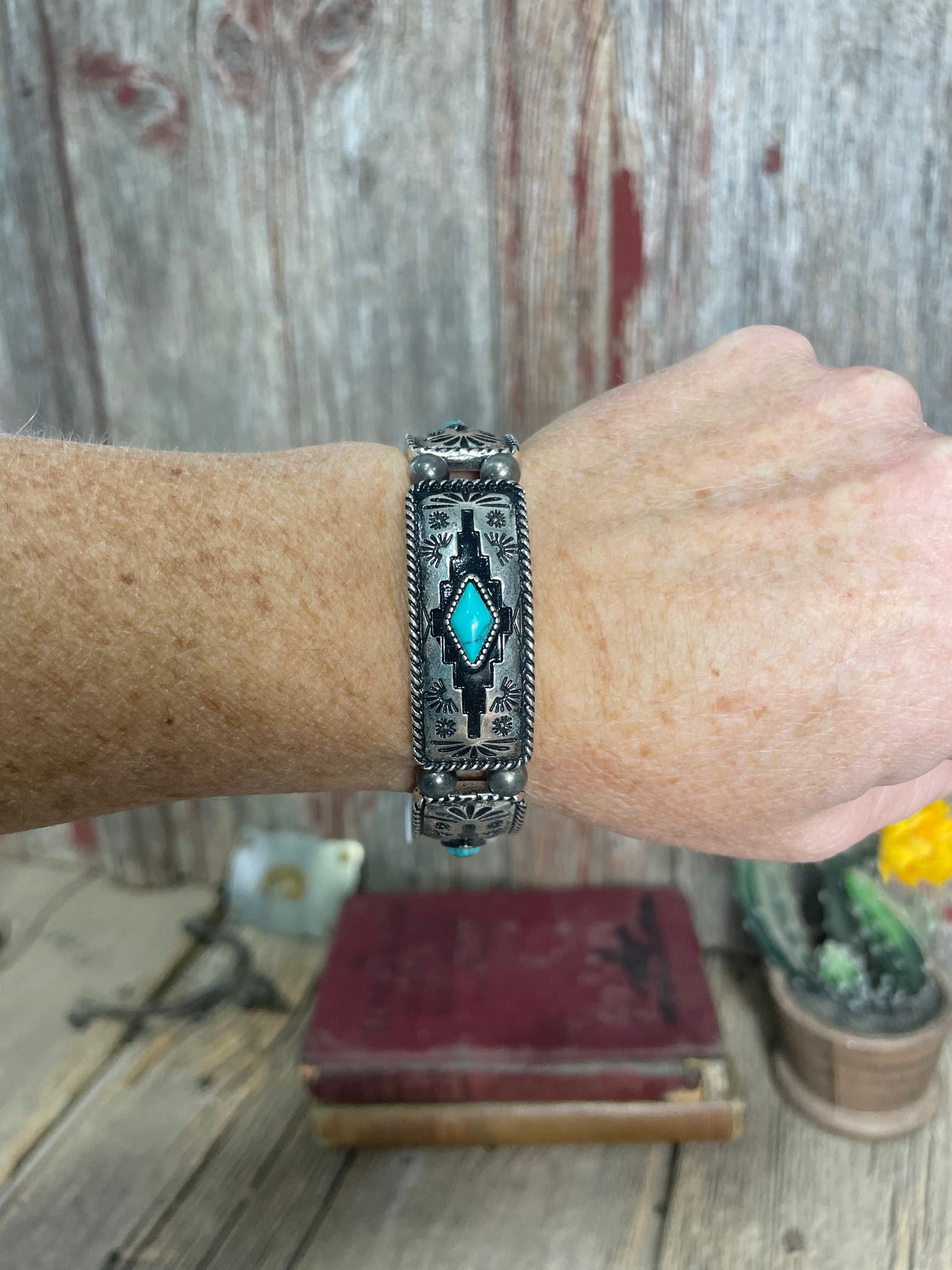 Aztec Turquoise Bar Bracelet