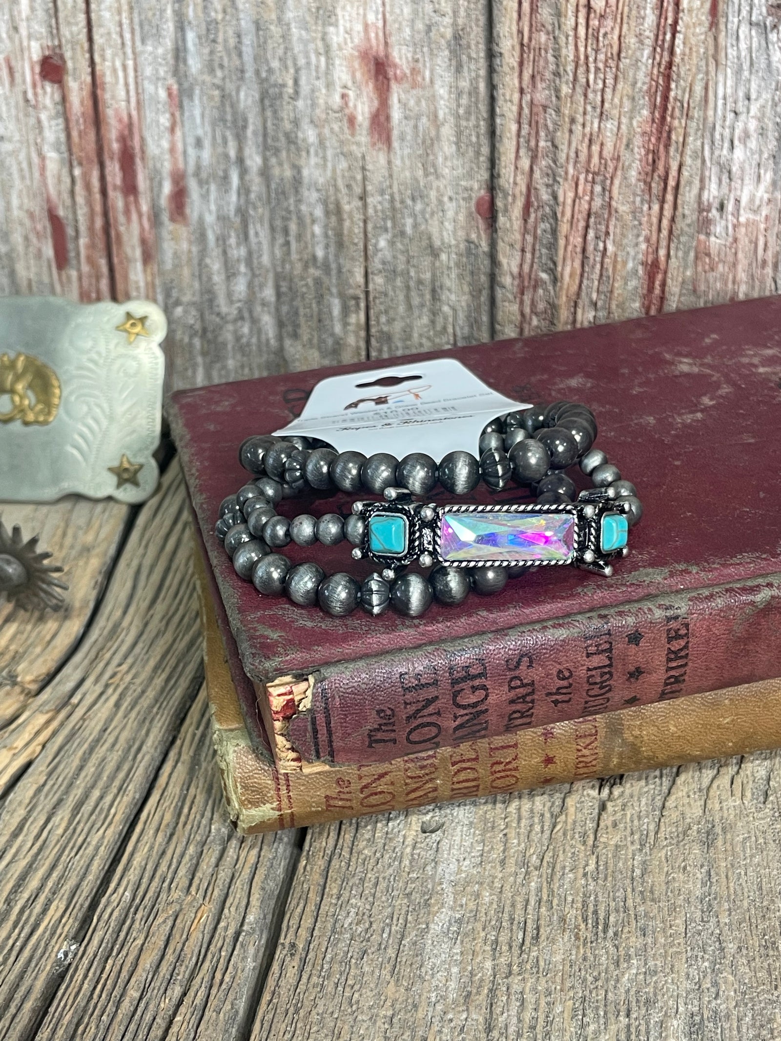 Triple Strand Western & Glass Bead Bracelet Set