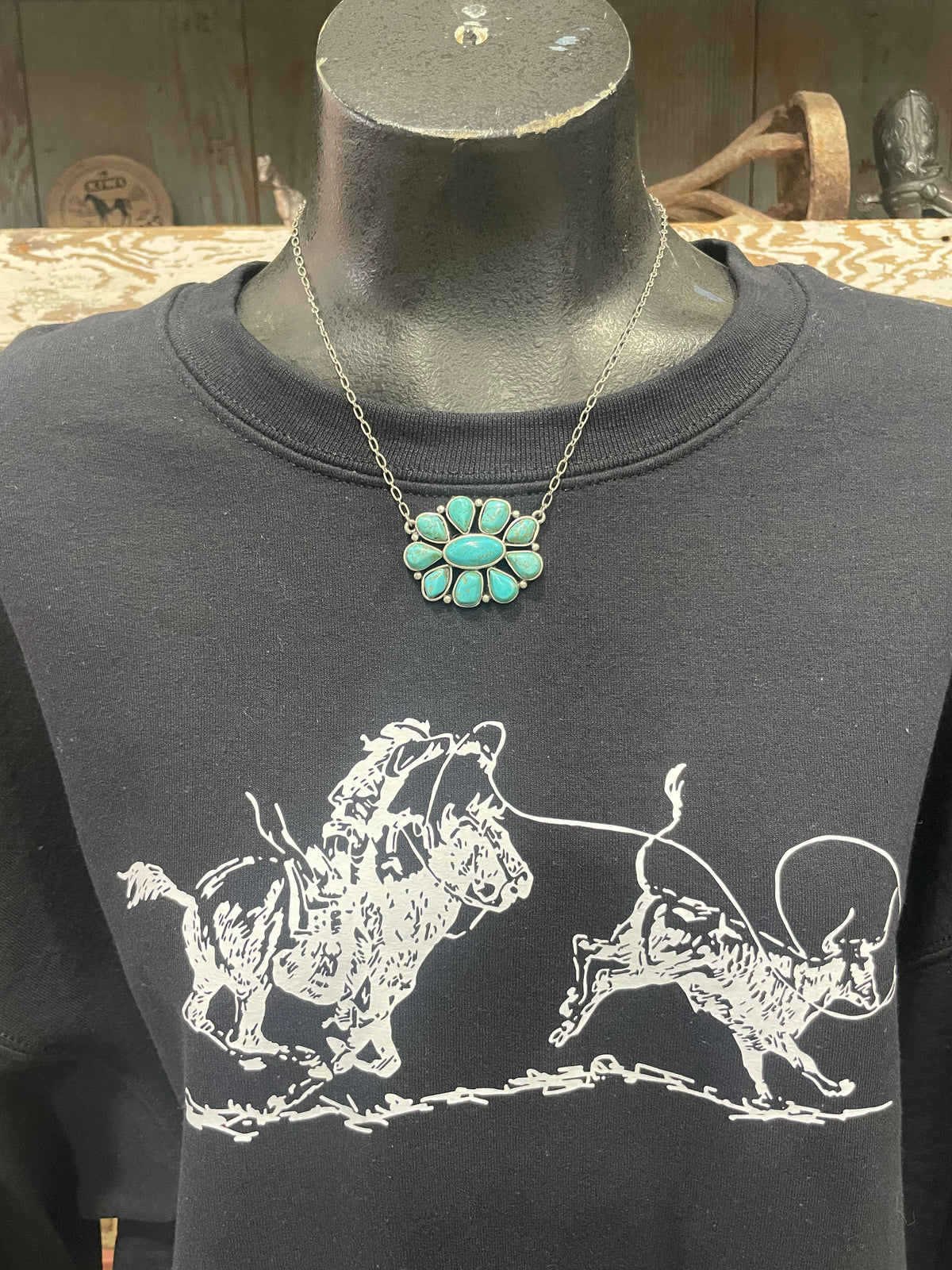 Turquoise Oval Cluster Necklace