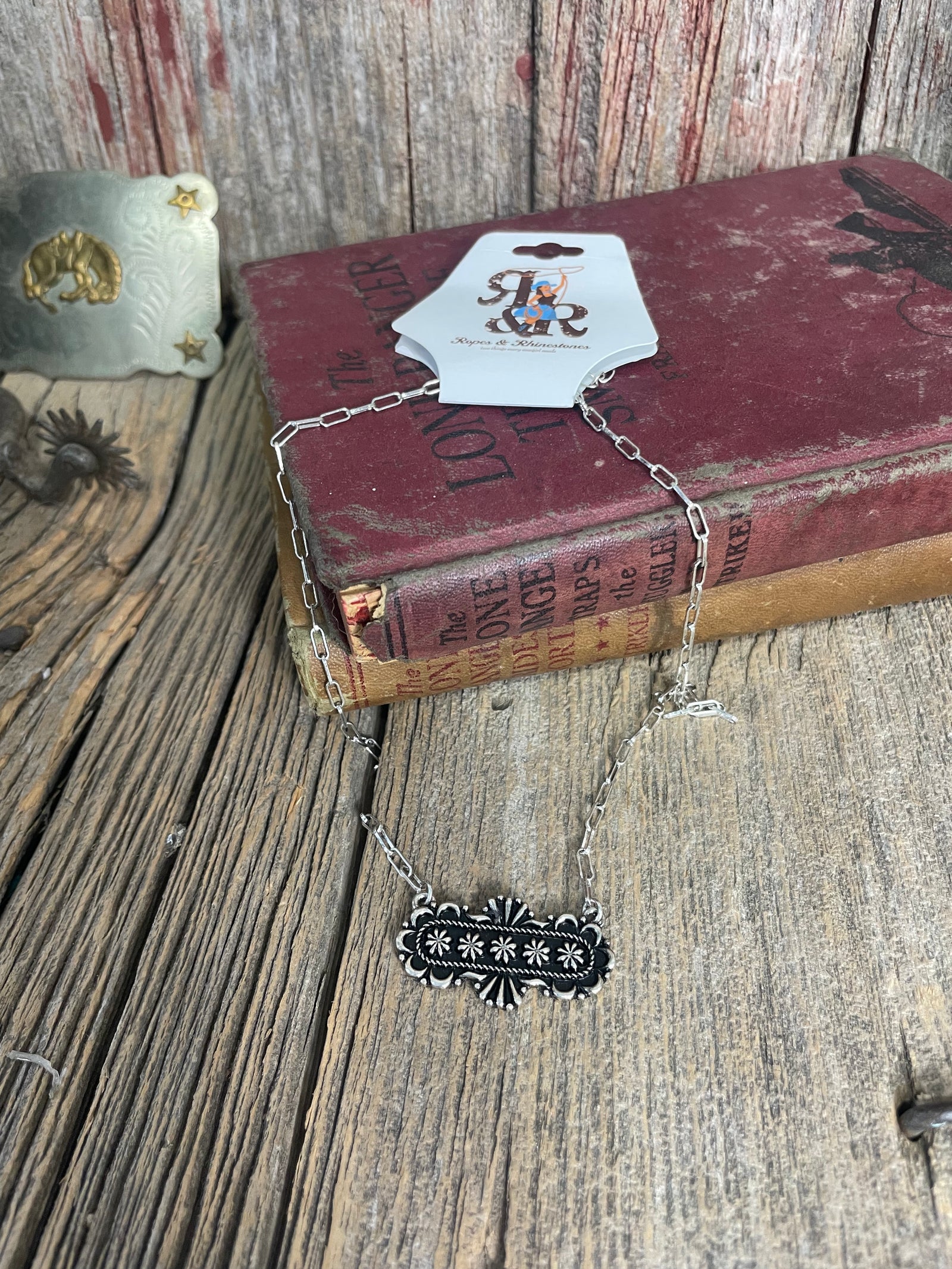 Silver Dot Concho Necklace