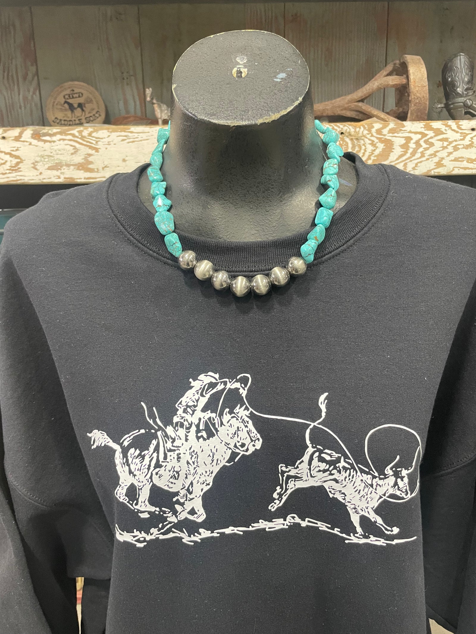 Turquoise Nugget & Western Pearl Necklace Set