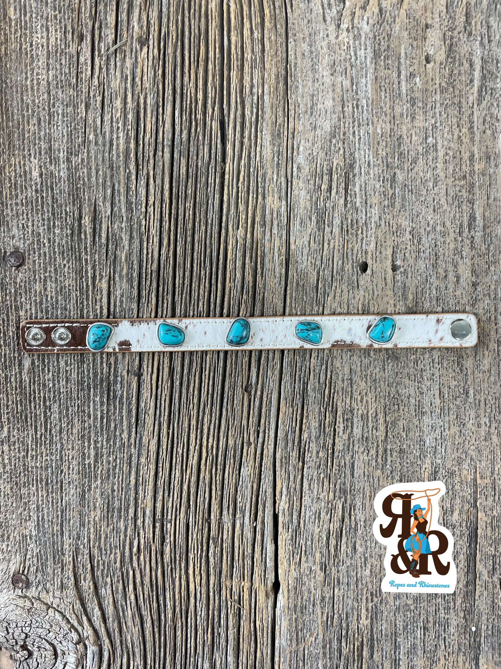 Hair On Hide & Turquoise Bracelet