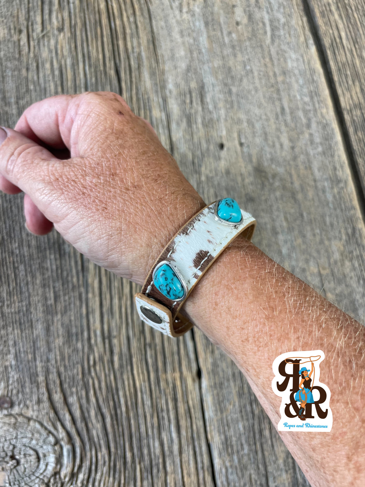 Hair On Hide &amp; Turquoise Bracelet