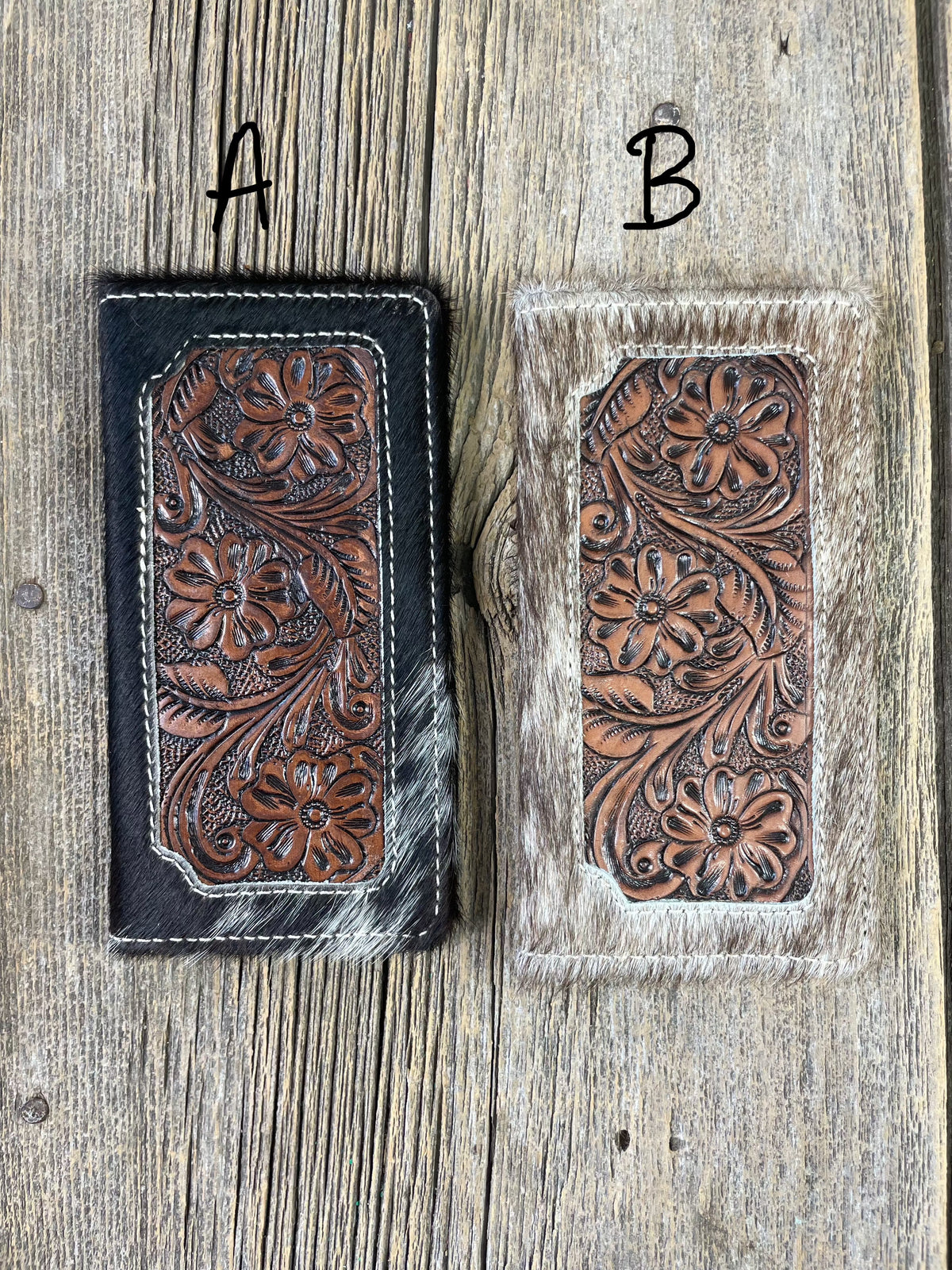 Cowhide Tooled Inlay Card Wallet