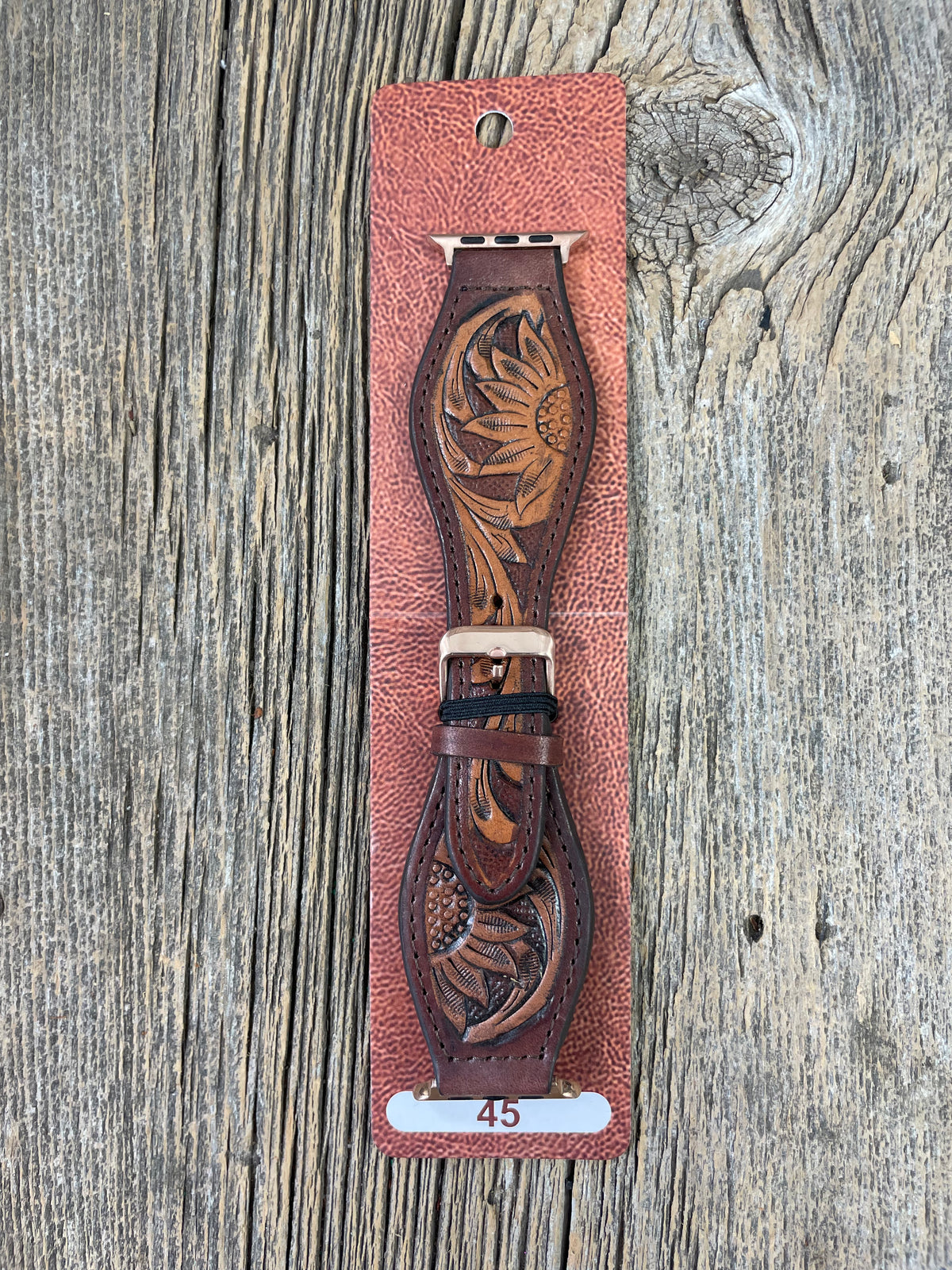 Tooled Leather Apple Watch Band Sunflower