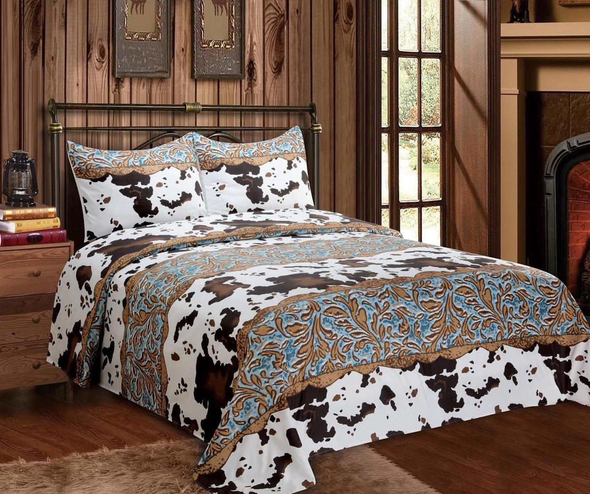 Cowhide &amp; Tooled Leather Sheet Set