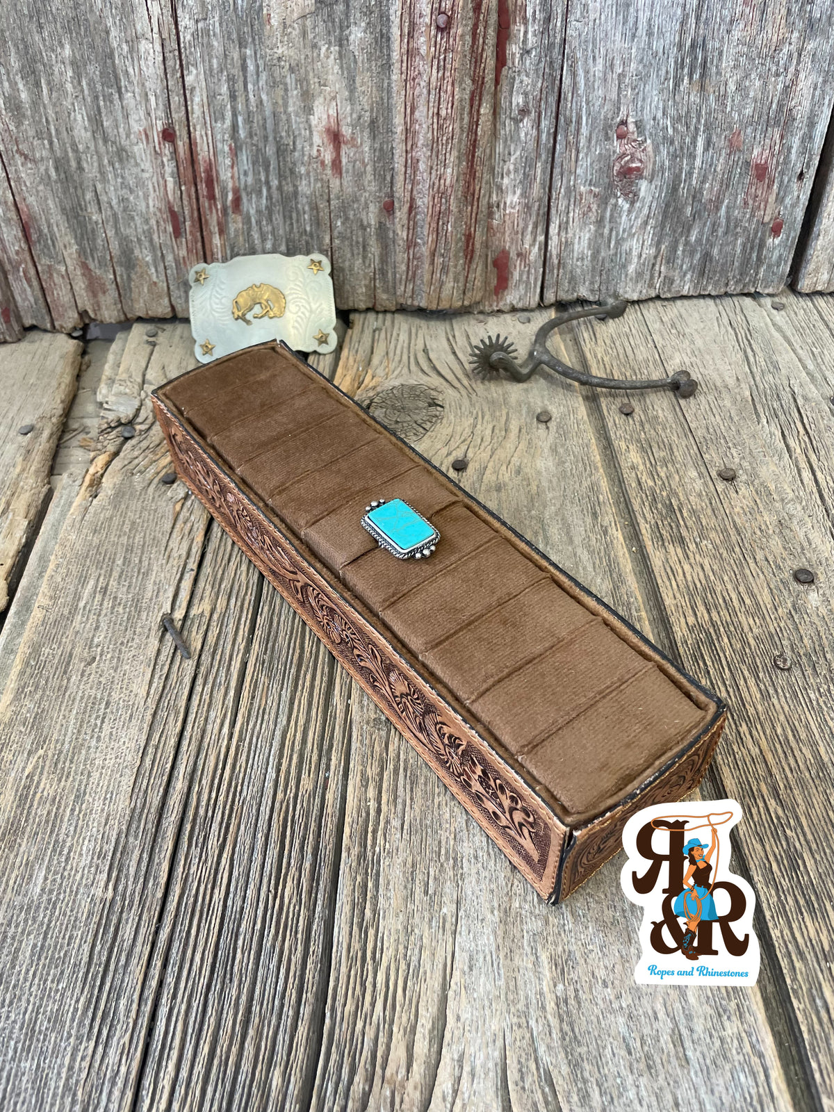 Tooled Leather Ring Holder