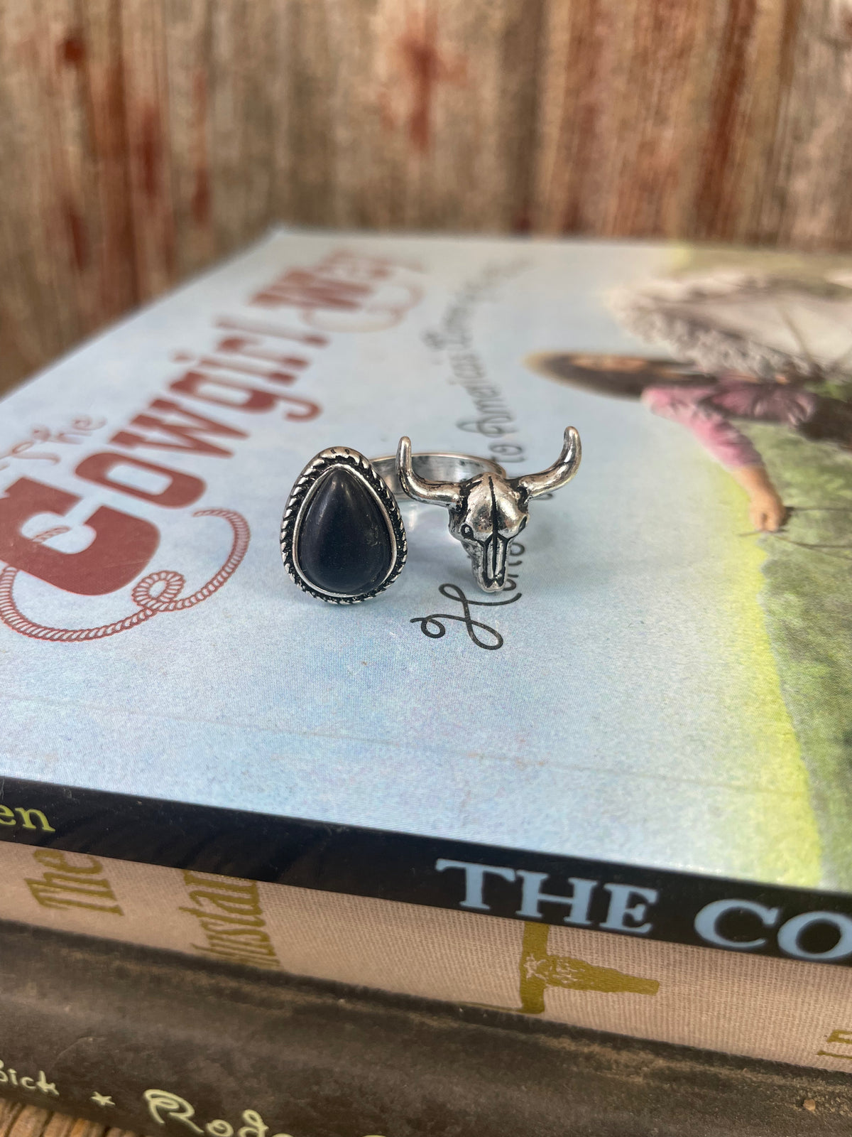 Cow Skull &amp; Stone Ring