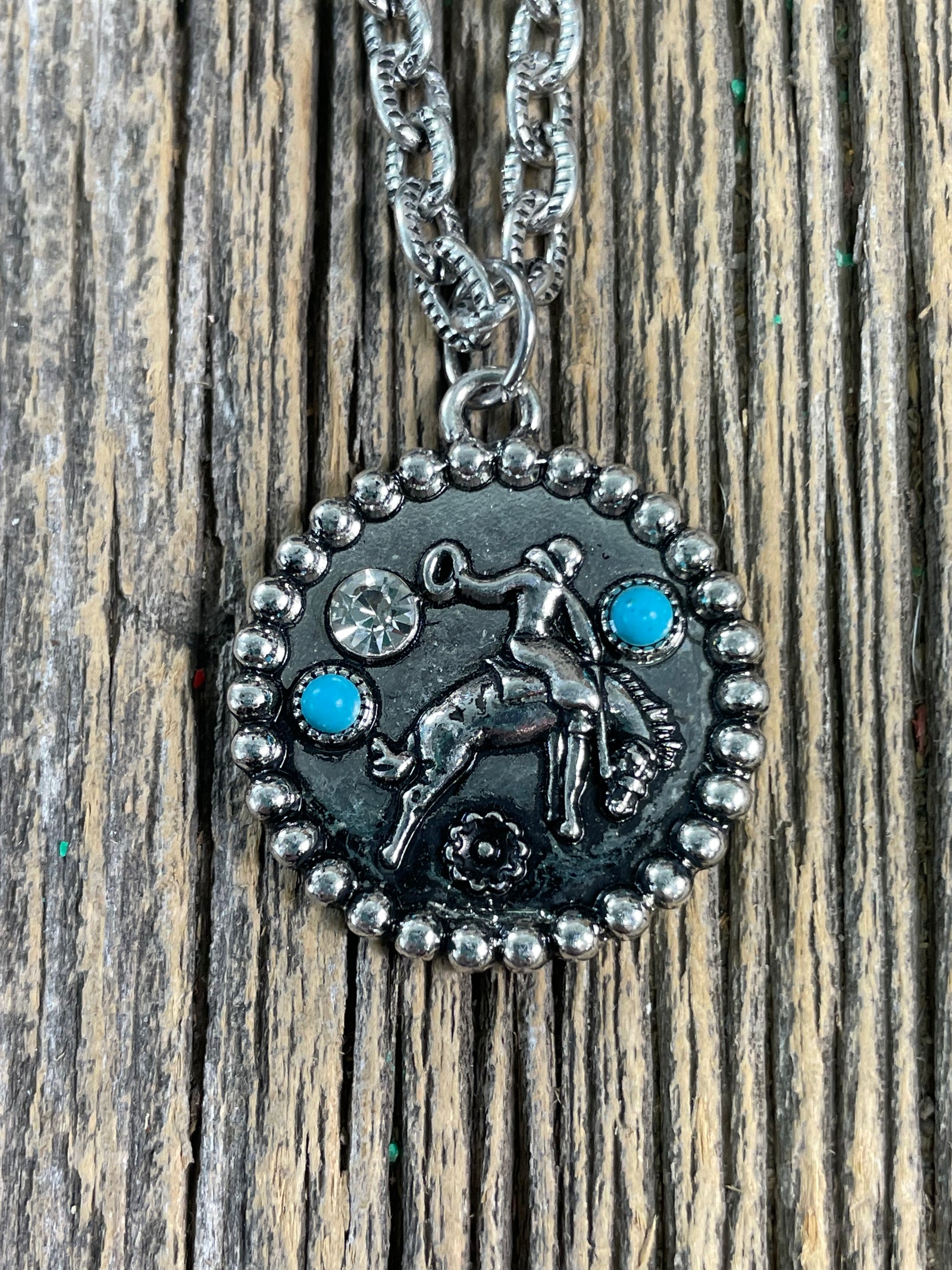 Bucking Bronc Circle Necklace