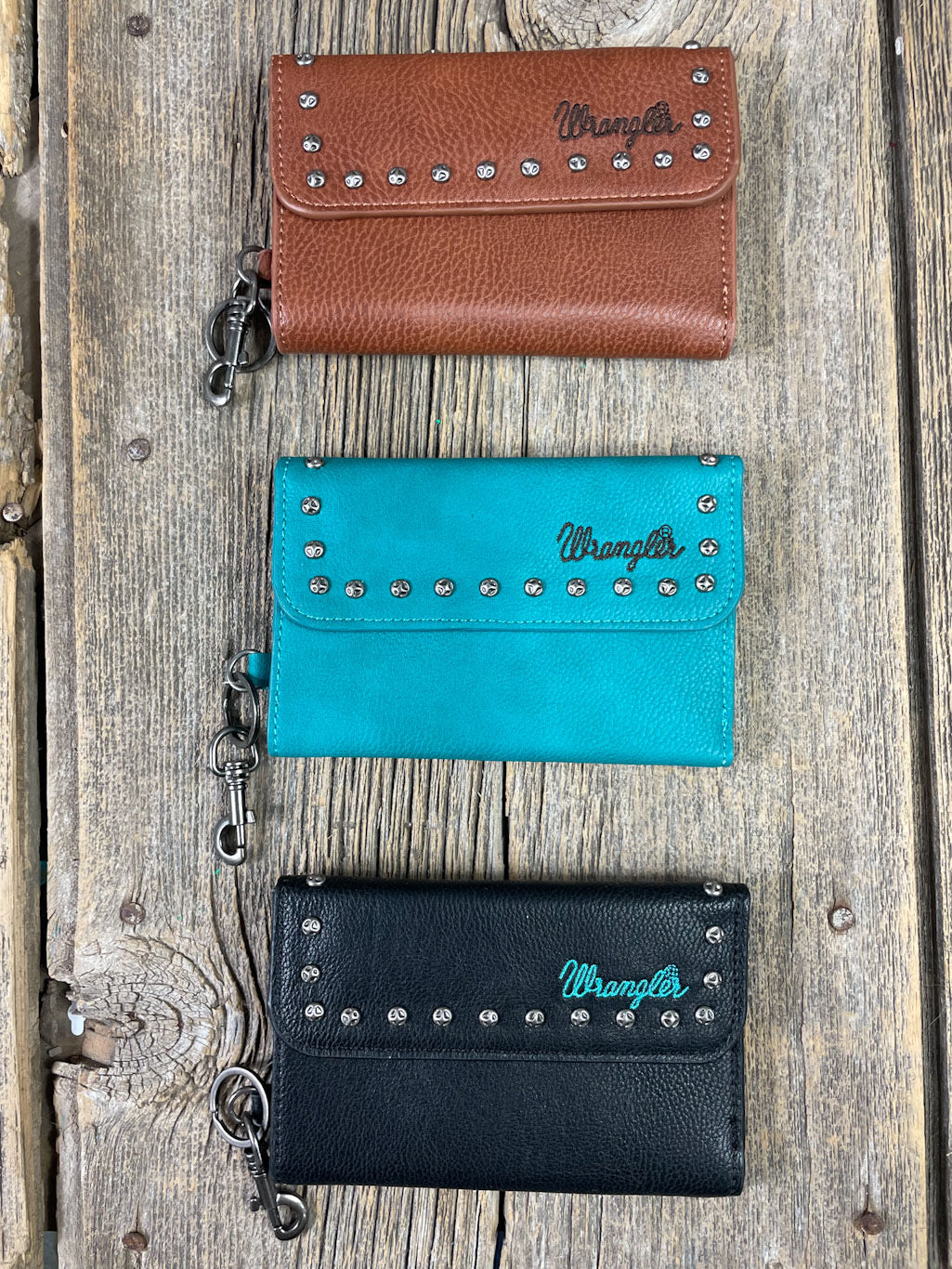 Wrangler Studded Tri Fold Key Chain Wallet