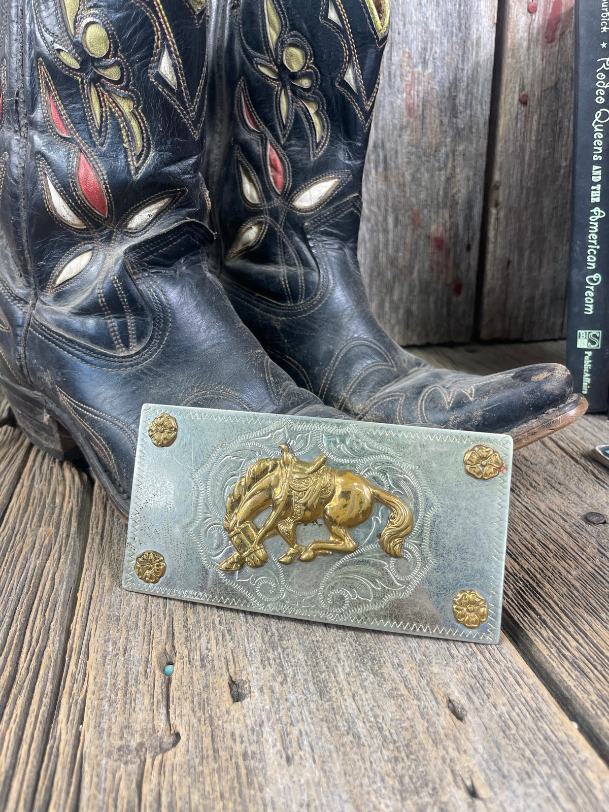 Bucking Bronc Rectangle Belt Buckle