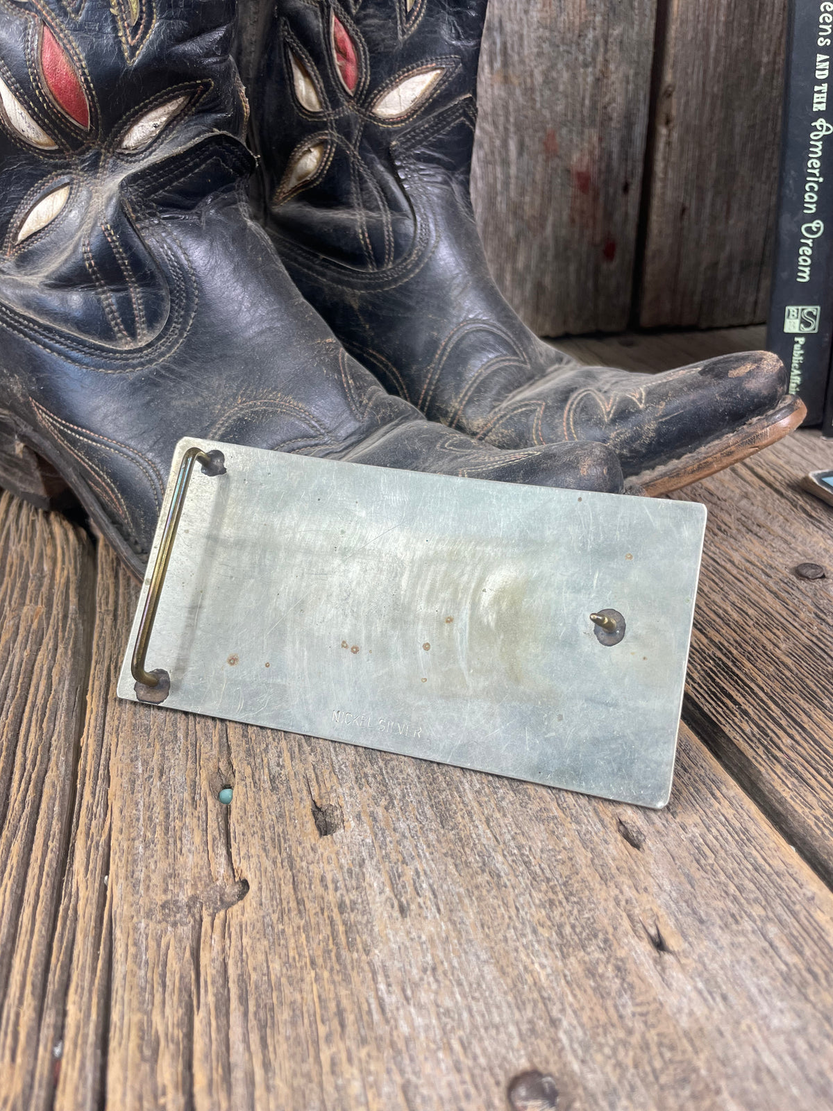 Bucking Bronc Rectangle Belt Buckle