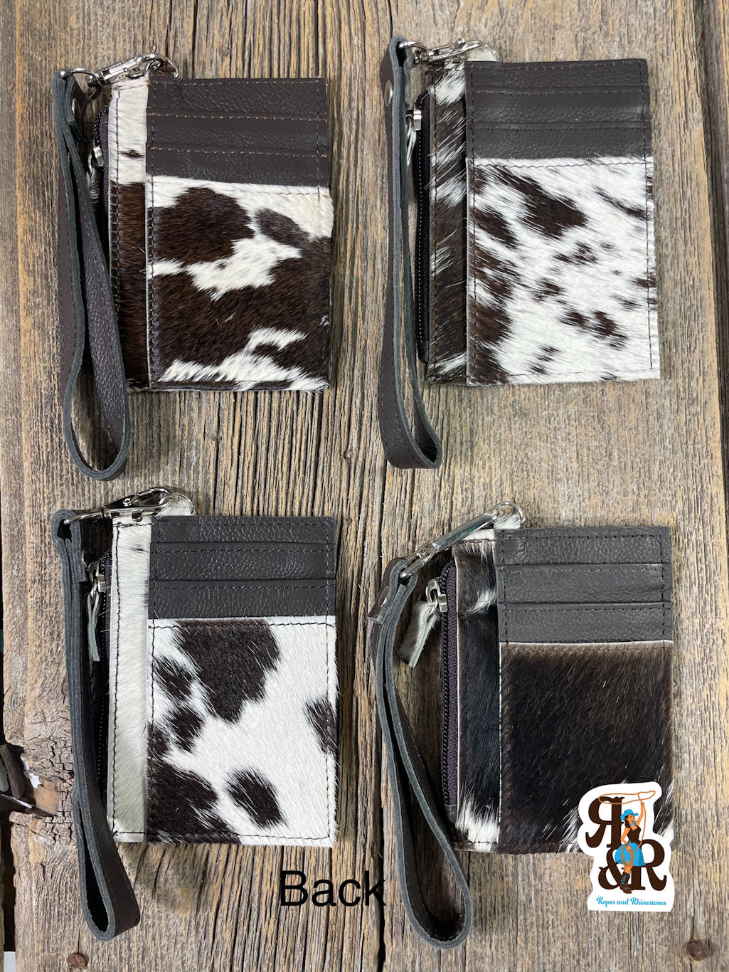 Cowhide Card &amp; Zipper Pouch Wristlet