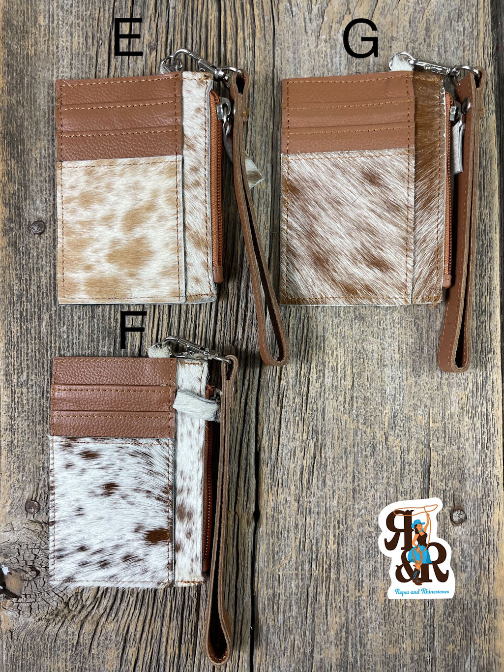 Cowhide Card & Zipper Pouch Wristlet