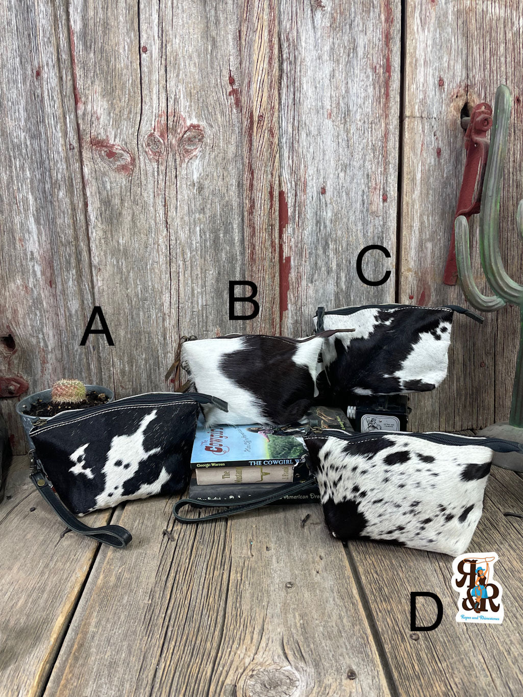 Cowhide Wide Bottom Wristlet