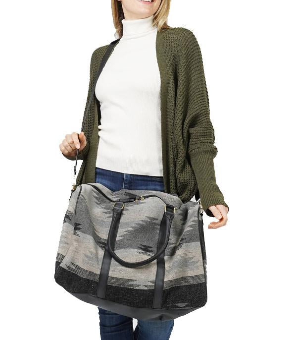 Grey Aztec Weekender Bag