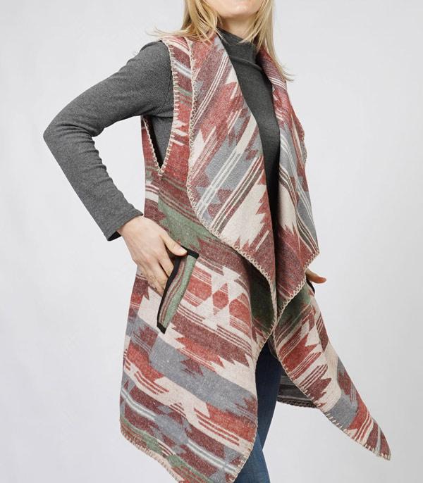 Rust Aztec Long Vest