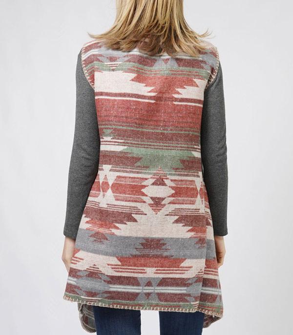 Rust Aztec Long Vest