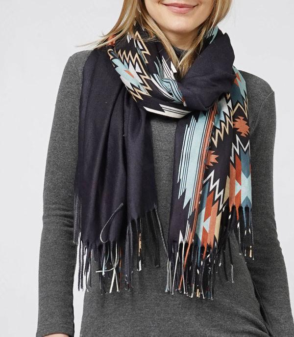Black Aztec Poncho Scarf looo