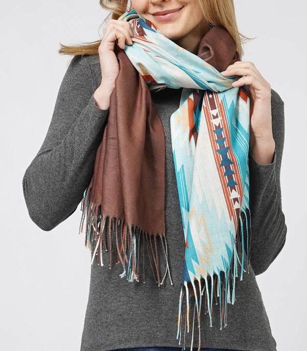 Turquoise Aztec Poncho Scarf