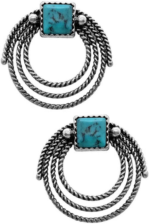 Coiled Rope Turquoise Earrings
