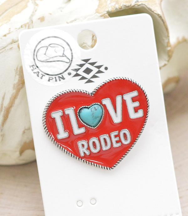 I Love Rodeo Turquoise Hat Pin