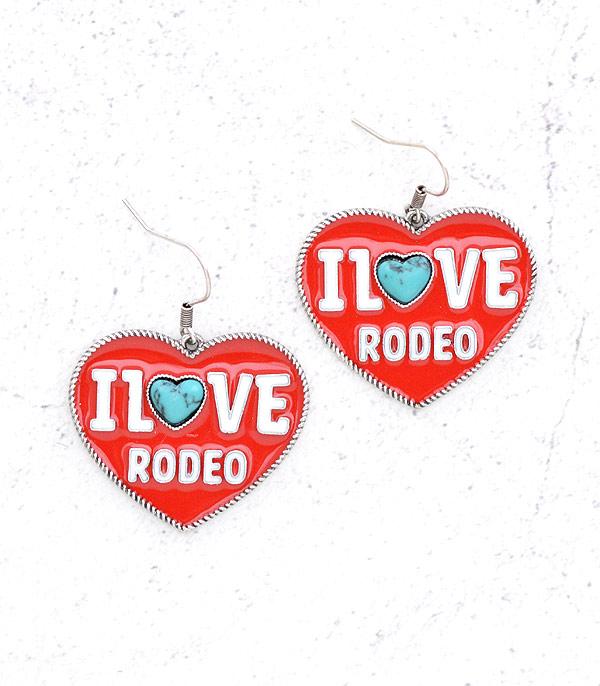 I Love Rodeo Turquoise Stone Earrings