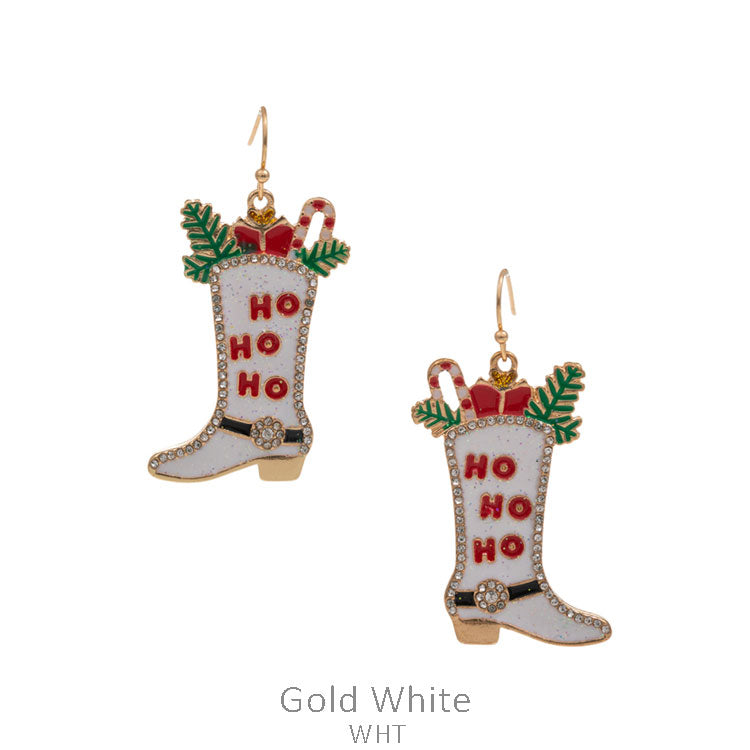 Ho Ho Ho Cowboy Boot Earrings