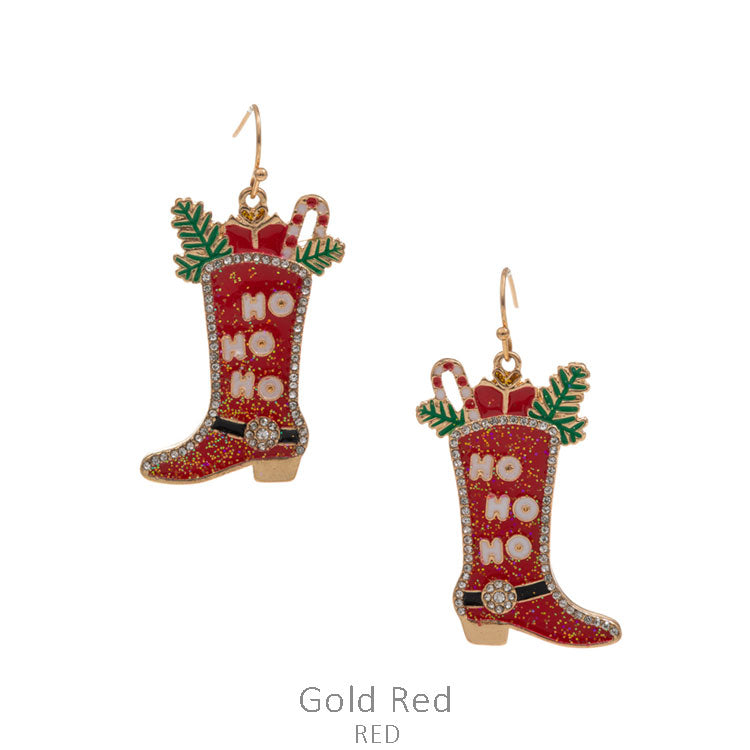 Ho Ho Ho Cowboy Boot Earrings