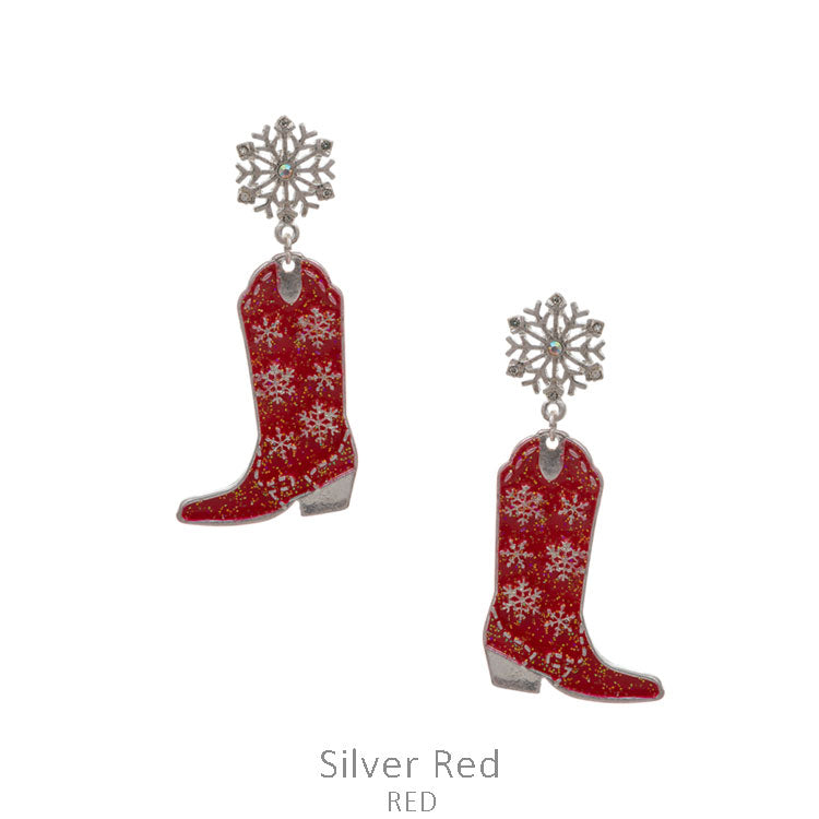 Snowflake Cowboy Boot Earrings