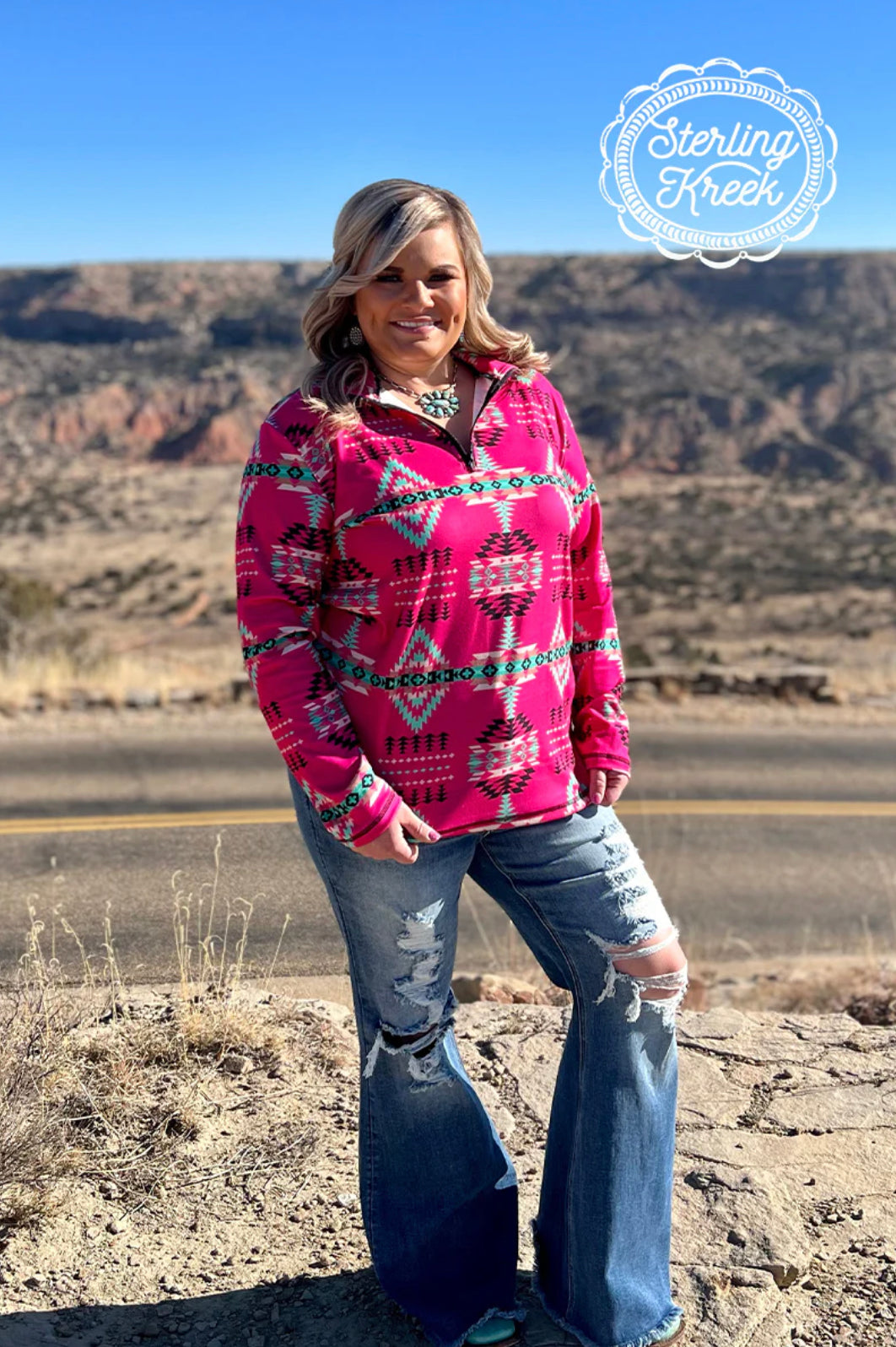 Blushin Babe Aztec Pullover