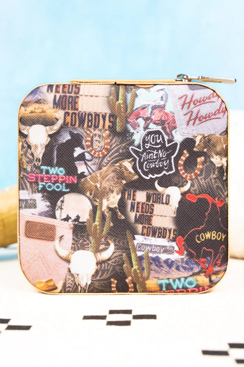 Cowboy Collage Travel Jewelry Box