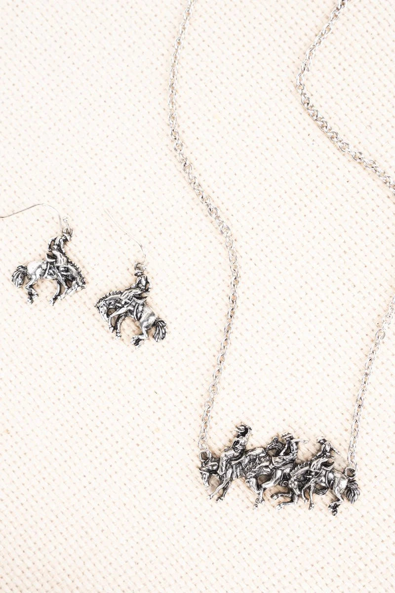 Triple Bucking Bronc Necklace Set