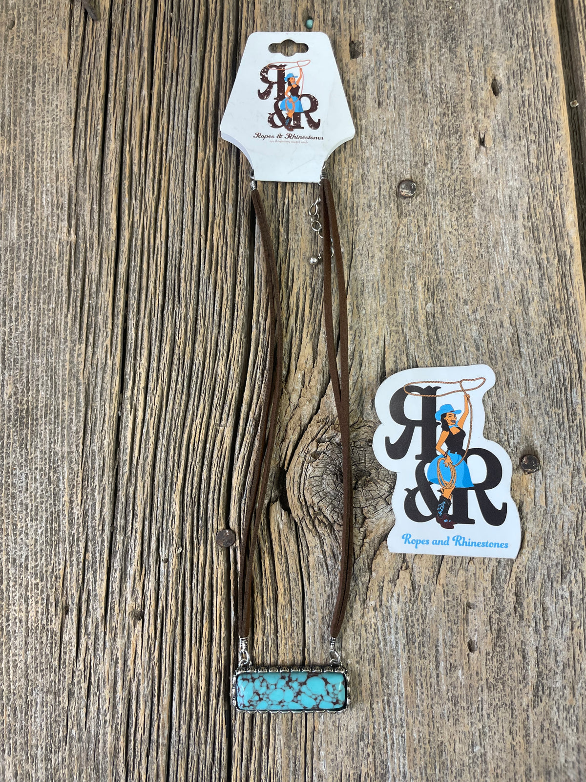 Turquoise Bar Leather Necklace