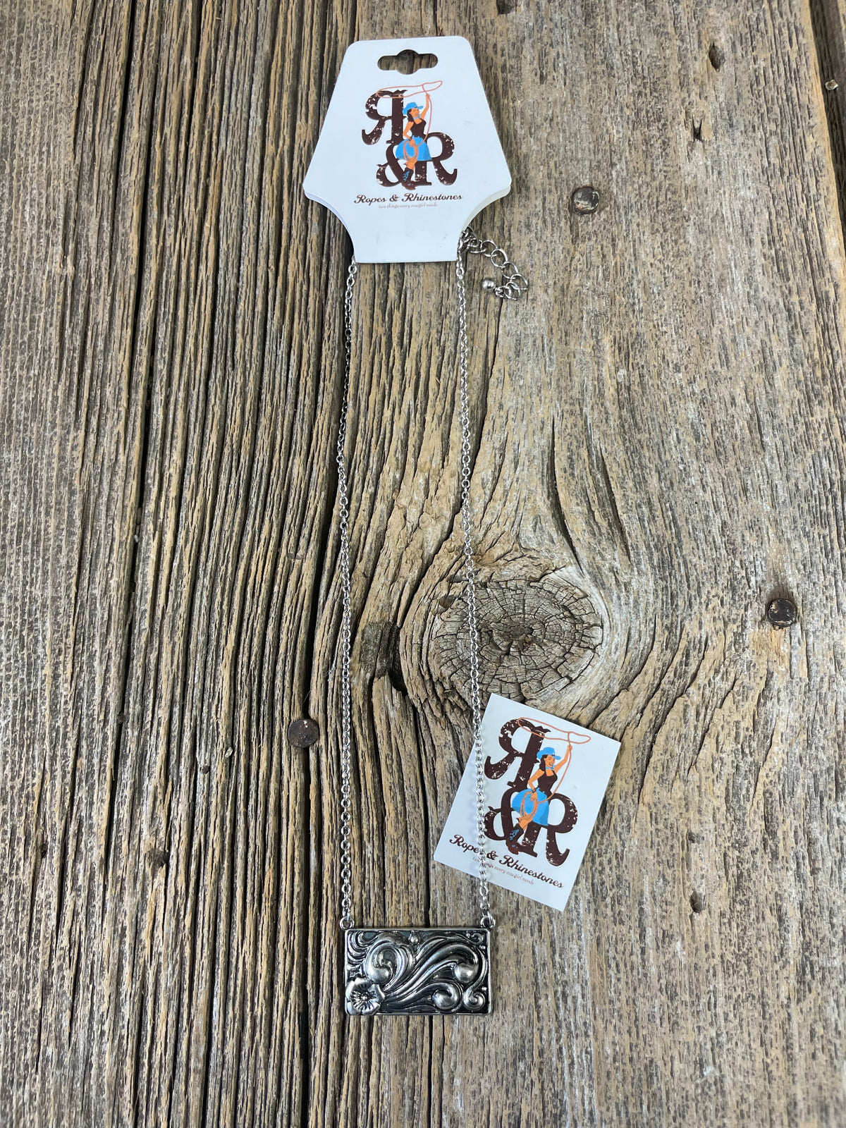 Floral Silver Scroll Necklace