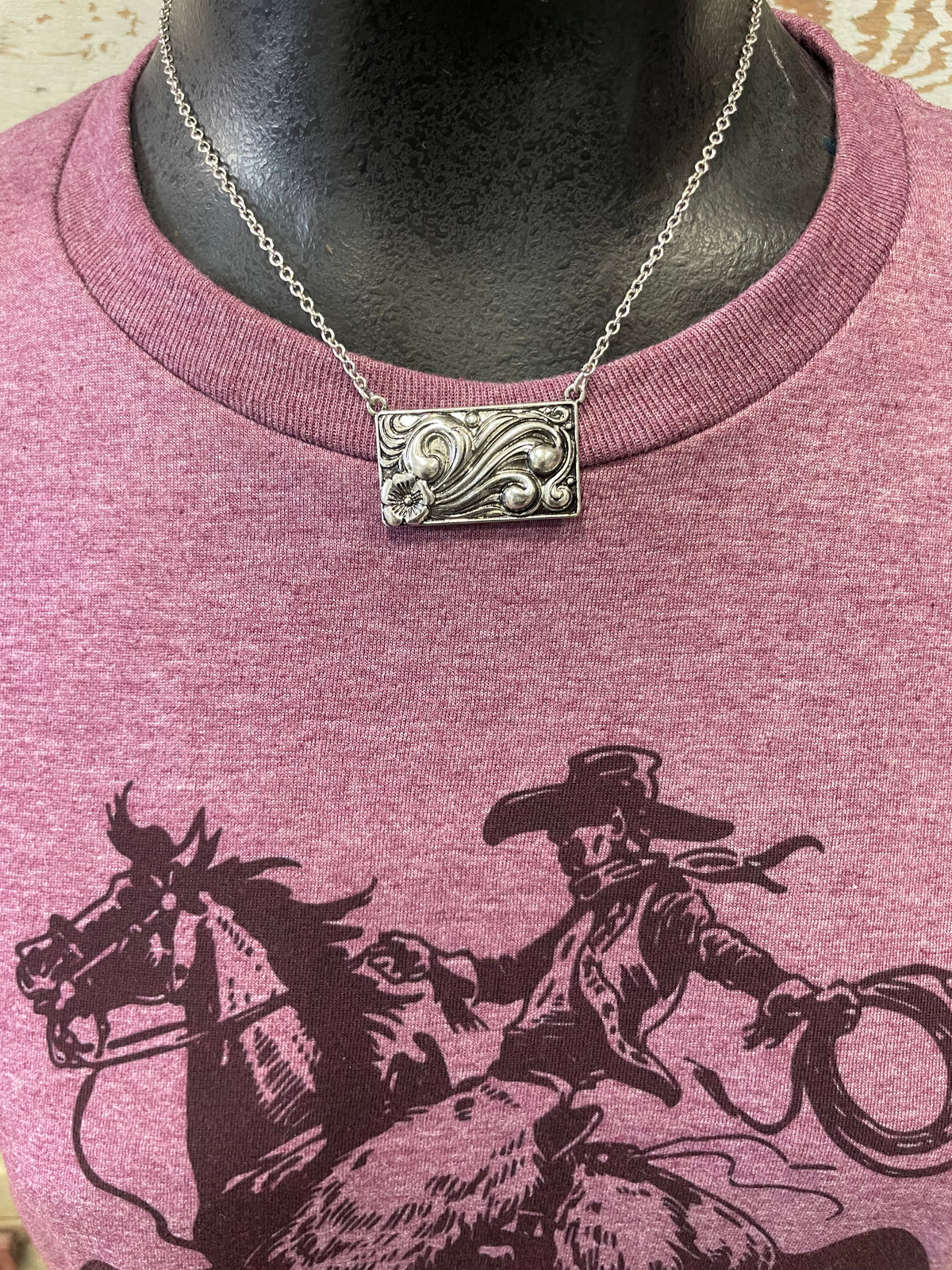 Floral Silver Scroll Necklace