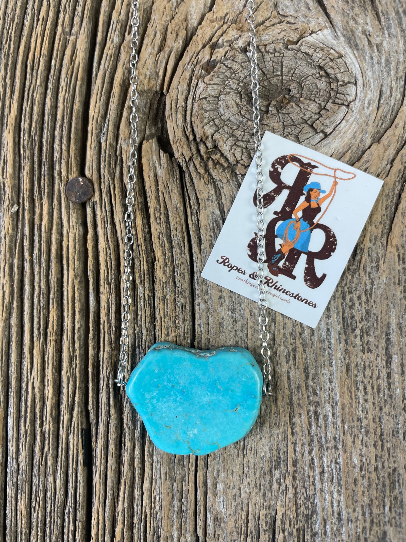 Turquoise Slab Chain Necklace